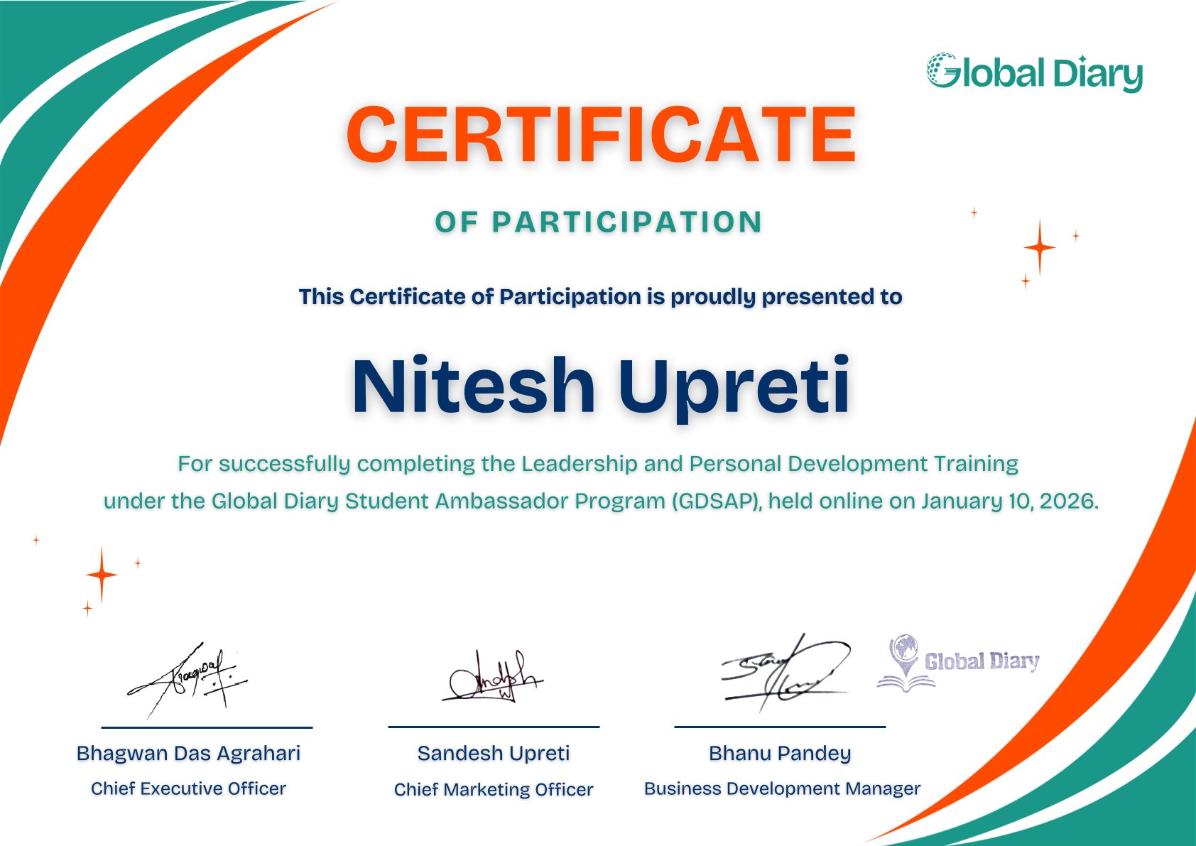 Global Diary GDSAP Leadership Certificate