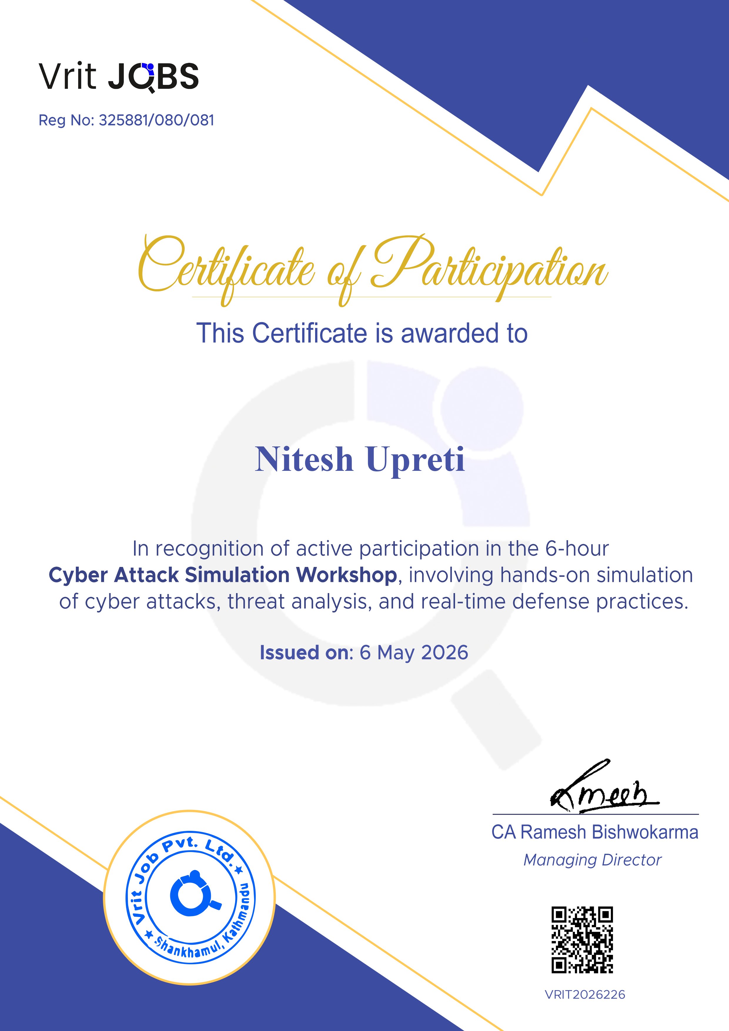 VritJobs Cyber Attack Simulation Workshop